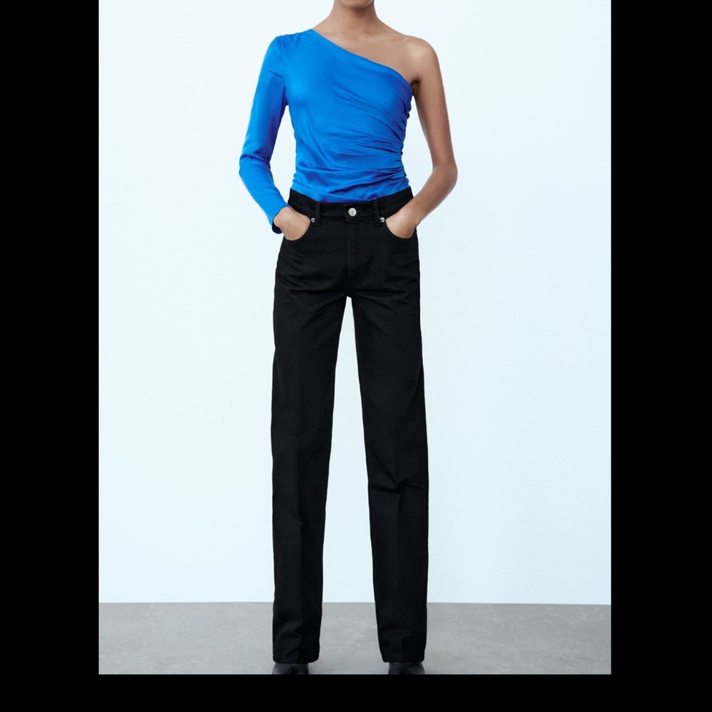 Zara asymmetrical bodysuit with pleats